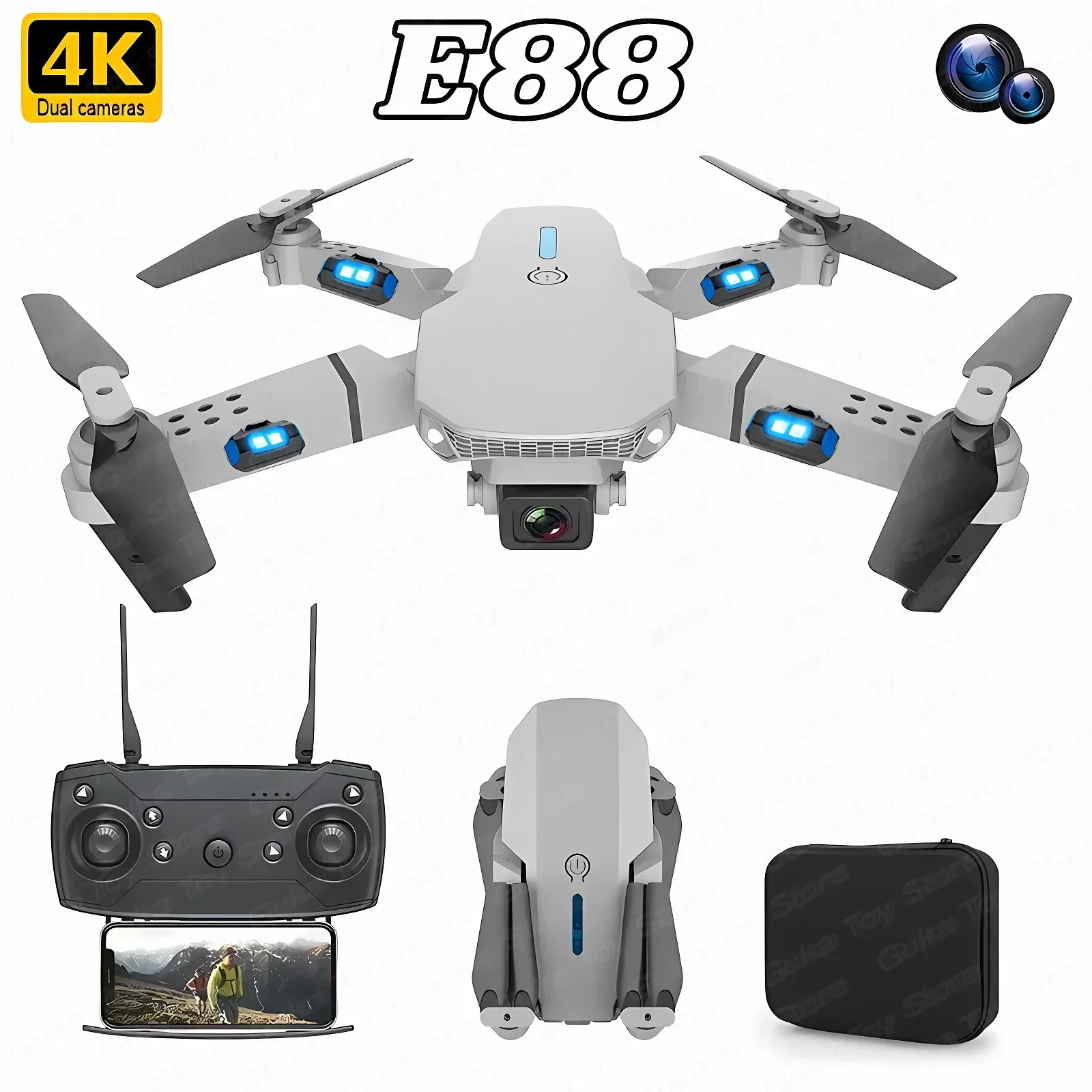 Drone Cinematic - E88 Pro WIFI FPV Droneมุมกว้างHD 4K