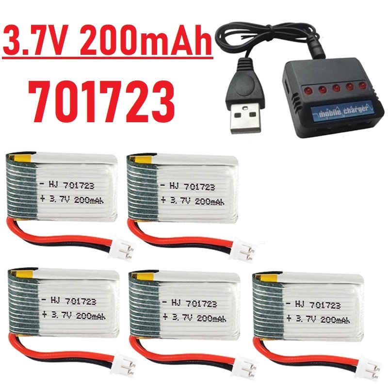 Eachine Drone E010 - อัพเกรดแบตเตอรี่ 3.7V 200mAh พร้อมเครื่องชาร์จสำหรับ H36 E010